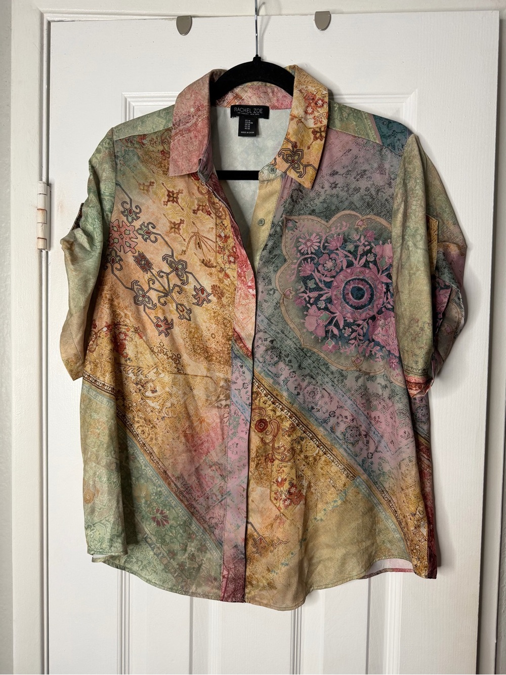 Rachel Zoe Pastel Patchwork Paisley Button-Down Shirt